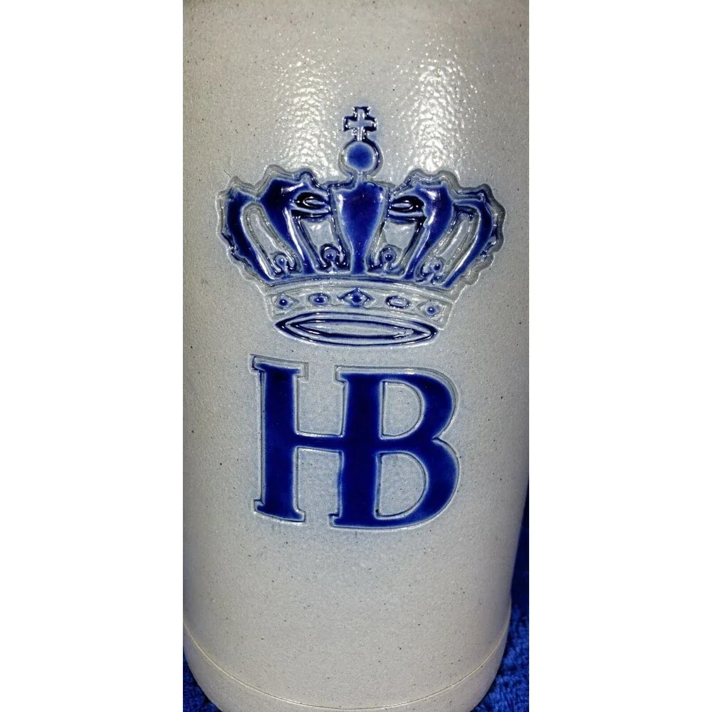 Collectible German HB 1Ltr Lidded Staatliche Hofbräuhaus Stein, W/Orig. Decals!!